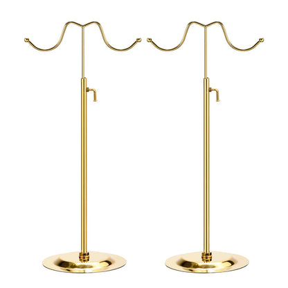 sourcing map Purse Display Stand Set 2 Pack Adjustable Tabletop Double Hook Handbag Rack Metal Bag Holder for Retail Boutique Store - Gold