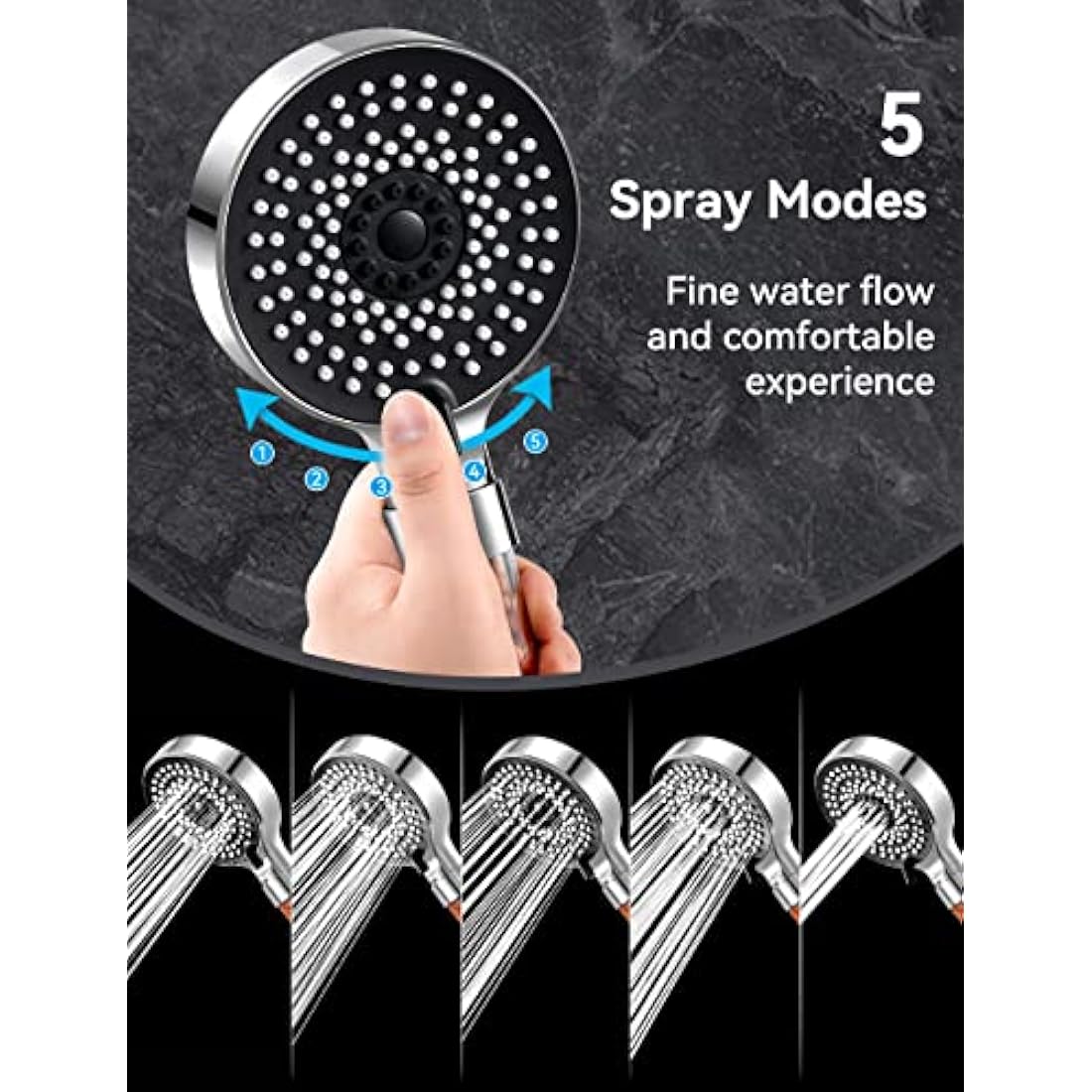 Magichome Shower Head, High Pressure 5 Modes Filter Shower Head, Universal Hard Water Softener Showerhead with Extra Replaceable Accessories