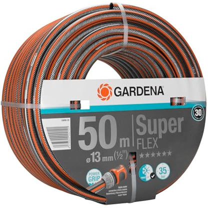 Gardena Premium Superflex Hose, 13 mm (1/2 inch), 50 m: Garden Hose with Power Grip Profile, 35 bar Burst Pressure, Highly Flexible, Keeps its Shape, Frost/UV Resistant (18096-20)