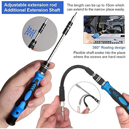 oGoDeal 155 in 1 Precision Screwdriver Set Professional Electronic Repair Tool Kit for Computer, Eyeglasses, iPhone, Laptop, PC, Tablet,PS3,PS4,Xbox,MacBook,Camera,Watch,Toy,Jewelers,Drone (Blue)