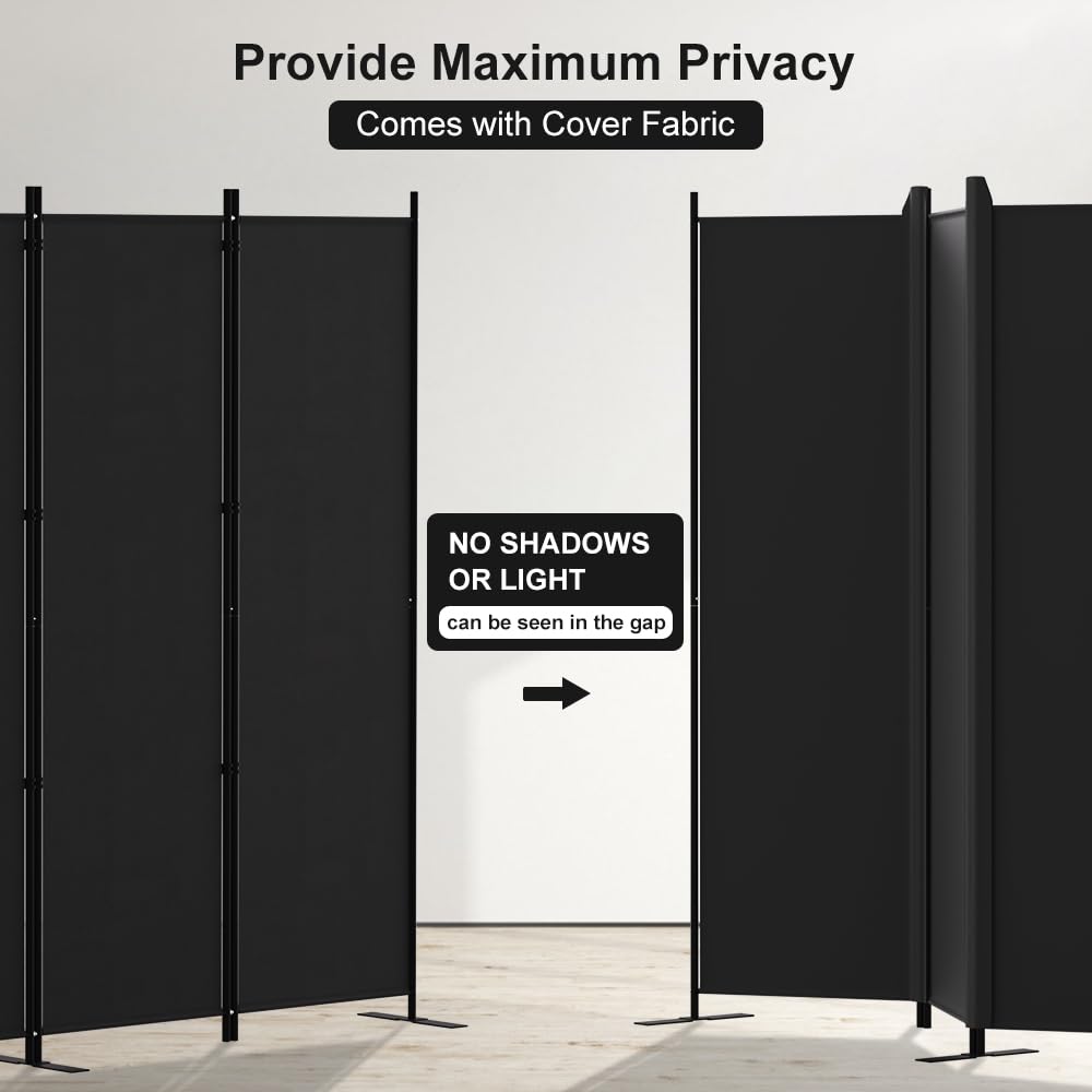 Kokorona Folding Room Divider 4 Panel, Portable Privacy Screen for Home Office, Partiton Wall Room Divider for Room Separation, Included-Cover Strips