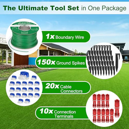 DazSpirit 250 m Boundary Cable + 150 Pegs + 20 Cable Connectors + 10 Connection Terminals for Robot Lawnmower, Garden Wire Accessory Set, Compatible