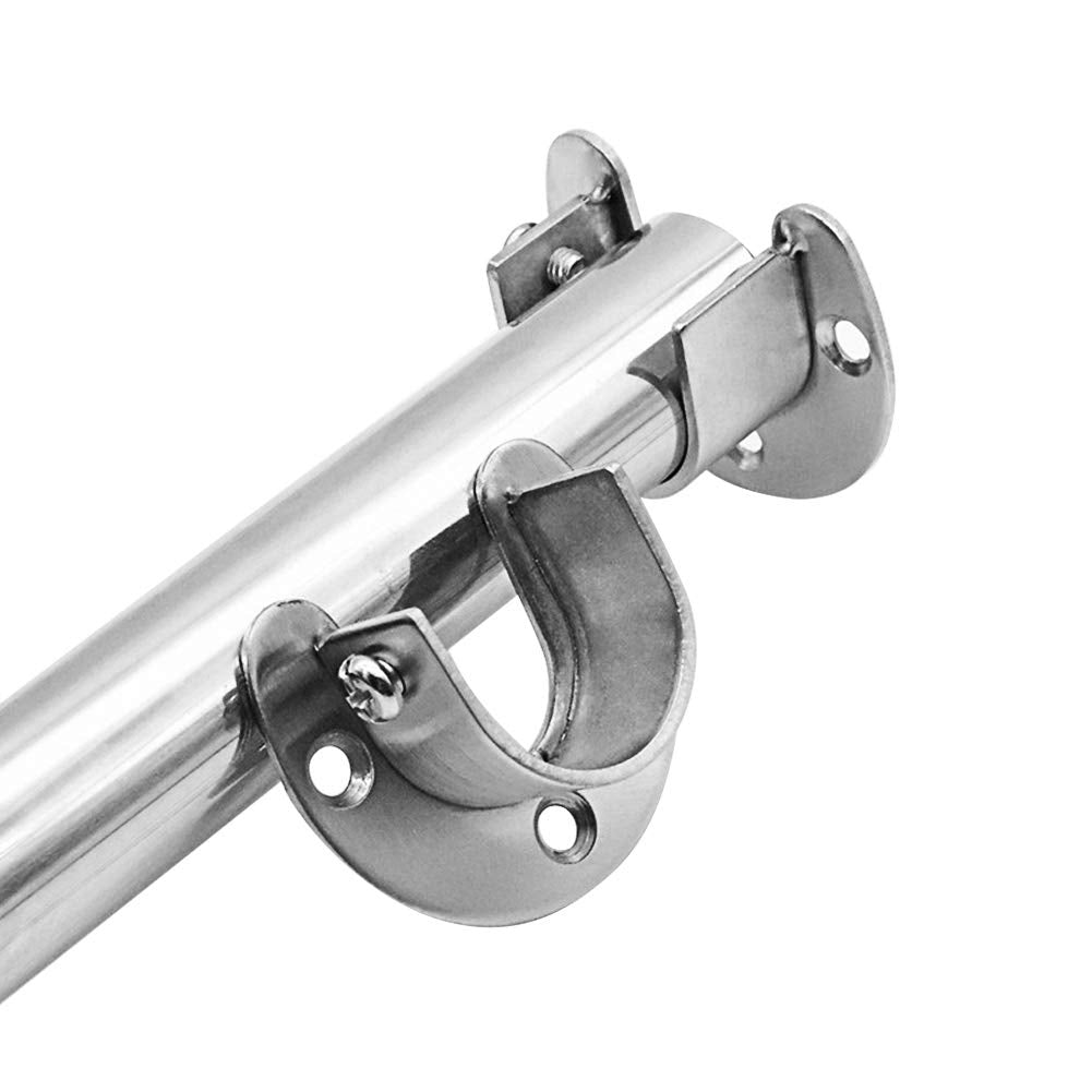 Pveath 2 Pack Stainless Steel Closet Pole Sockets, Heavy Duty Closet Rod End Supports Flange Rod Holder with Screws, U Shaped
