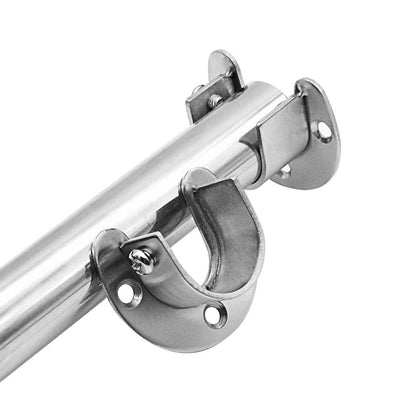 Pveath 2 Pack Stainless Steel Closet Pole Sockets, Heavy Duty Closet Rod End Supports Flange Rod Holder with Screws, U Shaped