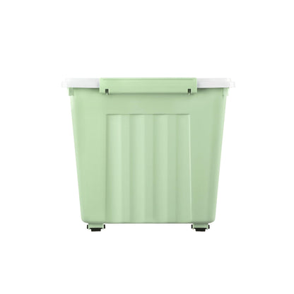 Cetomo 55L*4 Storage Boxes with Lids, Plastic Storage Box with Wheels and Secure Side Latches, Stackable & Nestable Organizer for Home, Office
