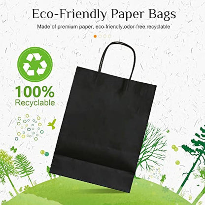 GIFTSAY Small Gift Bags with Handles Bulk 15X8X21cm 30pc Sturdy Paper Bags Black for Wedding Party Favor Bags, Grocery Shopping Bags, Retail Merchandise Bags Gift Sacks and Birthday Gift Bags