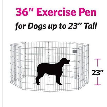 UNDERDOG 8 Panel Playpen Suitable for Dogs/Puppies/Cats & Rabbits foldable ideal for Indoor/Outdoor use puppy play pen (91cm, Black)