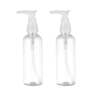 PRETYZOOM 4 pack Travel Pump Bottles 100ml Refillable Plastic Shampoo Dispenser Bottles with Pump for Lotion Liquid Soap Face Wash Essential Oil