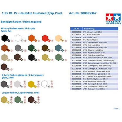TAMIYA 35367 – 1:35 German Tank Howitzer Hummel (3) Sp.Prod., Model Building, Plastic Kit, Crafts, Hobby, Gluing, Plastic Kit, Ochre