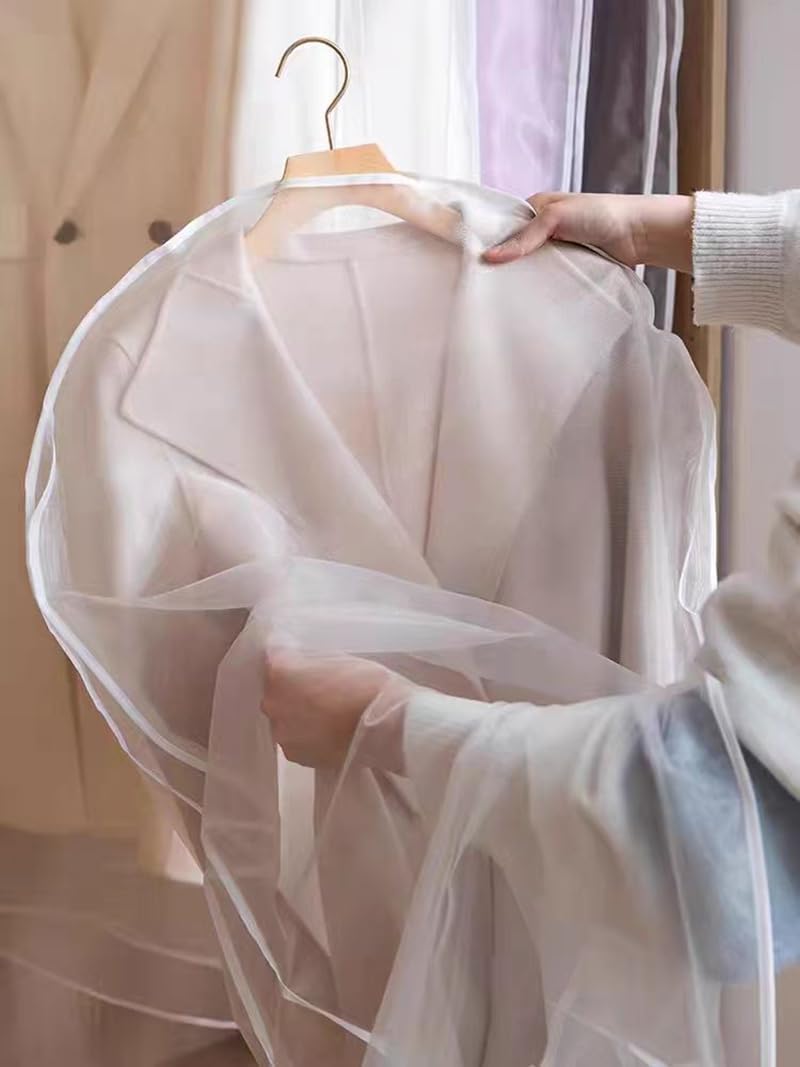 Amoyie Clear Clothes Covers, Pack of 4, Dust Cover, Garment Bags No Zip