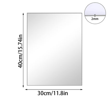 TSKDKIT 4Pcs HD Wall Mirror Self Adhesive Glass Mirrors Full Length Mirror Stick On Frameless Large Adhesive Mirrors Tile for Bathroom, Bedroom,
