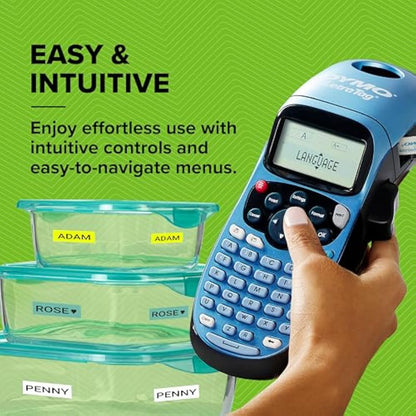 Dymo LetraTag LT-100H Label Maker Starter Kit+ | Handheld Label Printer Machine | with Paper, Clear Plastic Label Tape & Machine Holder | Ideal for Office or Home