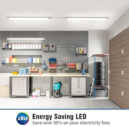 Airand Linkable LED Tube Light Batten Light 4FT 36W 3600LM Ceiling Light for Garage Office Cellar Shop Basement School Bathroom Restaurant Hotel Hostipatal,Ideal Indoor or Outdoor,120CM Natural White