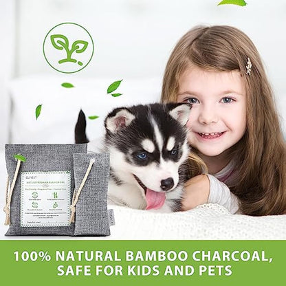 CLEVAST Bamboo Charcoal Air Purifying Bags (50g*12+200g*2),Natural Odour Eliminator, Activated Charcoal Odour Absorber, Air Fresheners for Room, Closet, Shoe, Car Air freshener