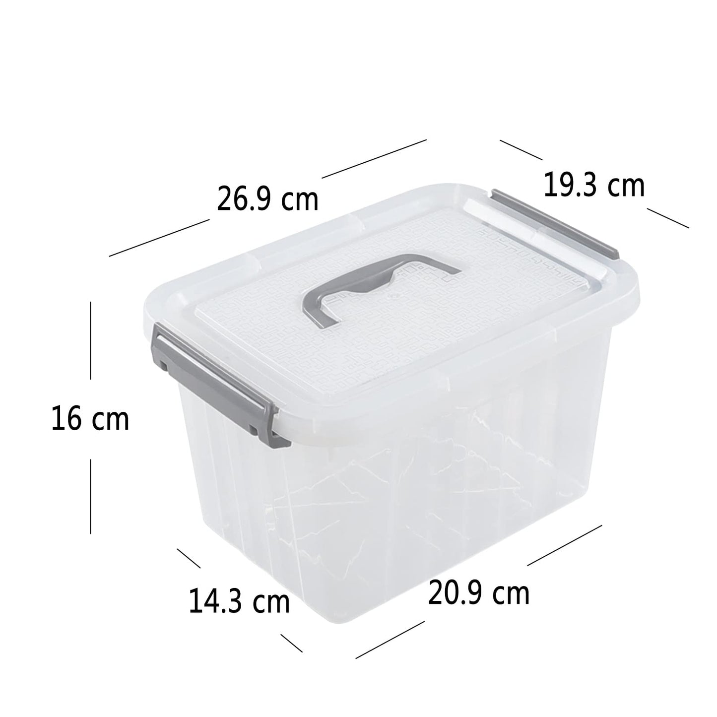 Saedy 6 L Small Lidded Storage Box, 6 Pack Plastic Latch Storage Container
