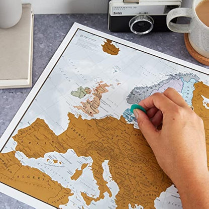 Scratch The World® Travel Map - Scratch Off World Map Poster + Bonus Europe Scratch - Maps International - 50 Years + of map Making - Most Detailed Map Gift