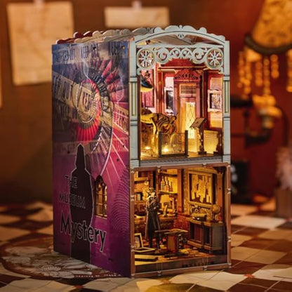 Spilay DIY Book Nook Kit - 3D Bookshelf Alley Insert with LED Lights, Handmade Miniature Model Craft Kit, Creative Gift for Adults & Teens Christmas/Birthday Present - The Unsolved Case of the Museum