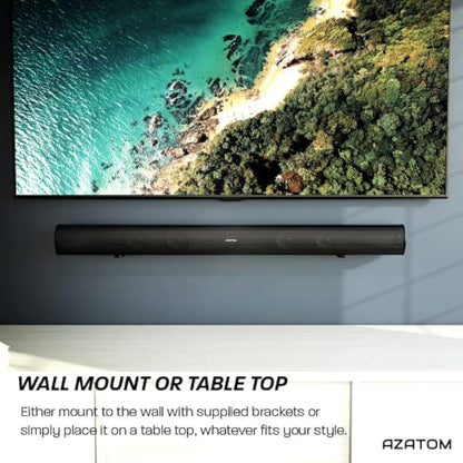 AZATOM Soundbar with Built-In Subwoofer | 180W Surround Sound | Bluetooth, Large Remote & Optical Cable Included | Home Theatre Audio System Perfect for Living Rooms and Bedrooms Studio Eclipse