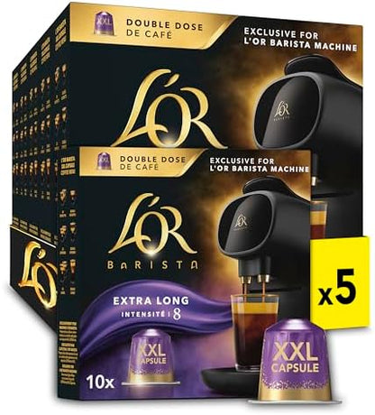 L’OR BARISTA Double Lungo Profondo XXL Aluminium Coffee Capsules (5 X 10 Pods) Intensity 8