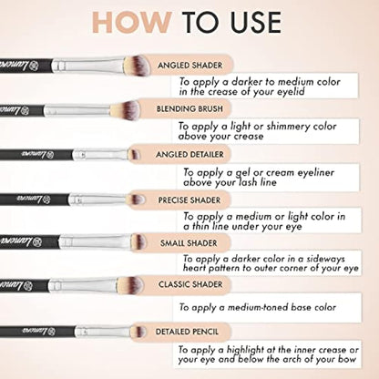 Make Up Eye Brush Set - Eyeshadow Eyeliner Blending Crease Kit - Best Choice 7 Piece Essentials - Pencil, Shader, Tapered, Definer - Vegan Synthetic Bristles That Last Longer & Apply Better Makeup