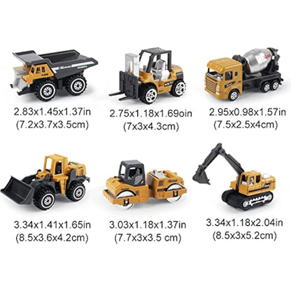 Coolplay Construction Vehicles Toy Set for Kids, Little Truck Cars Toy Roller Bulldozers Forklift Excavator Asphalt Car Dump for Boys 3 Years Old