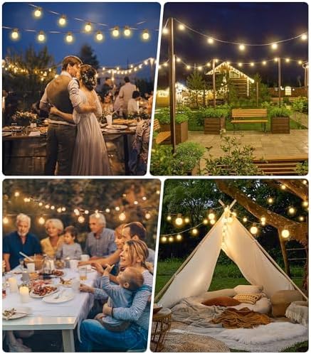 Vanranger Festoon Outdoor Lights Mains Powered with Remote Control G40 Garden Outside Festoon Lights Mains Powered 45M 150Ft for Gazebo Pergola with Shatterproof LED Bulbs