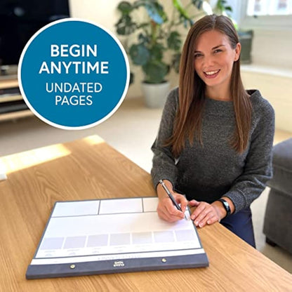 Premium Weekly Planner Desk Pad by Clear Mind Concepts® - A3 Size - Faux Leather Hard Cover - 52 Tear-Off Sheets for Enhanced Productivity