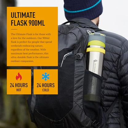 Thermos - Charcoal Ultimate Flask (900ml), Reusable Insulated Stainless Steel Thermal Coffee Cup for Hot or Cold Drinks, Vacuum Sealed Water Flask