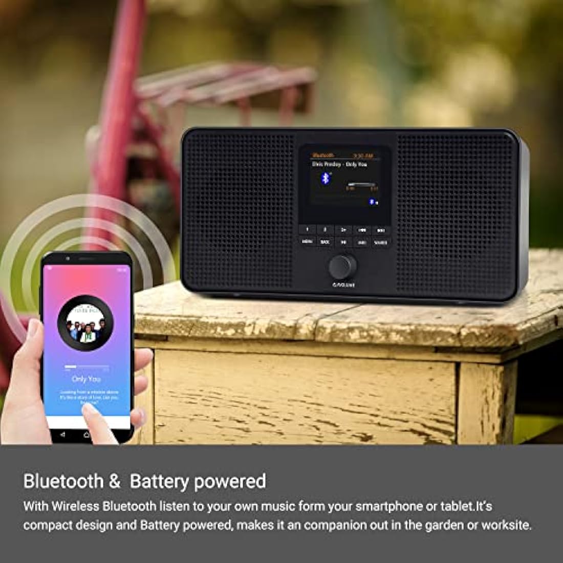 LEMEGA IR4S Stereo WIFI Internet Radio,Portable DAB/DAB+/FM Digital Radio,Spotify Connect,Bluetooth Speaker,Dual Alarms Clock,60 Presets,Headphone-Output,Batteries or Mains Powered -Black