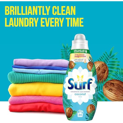 Surf Coconut Bliss Concentrated Liquid Laundry Detergent infused with natural essential oils for fresh and clean washing 8x 24 washes (192 washes)