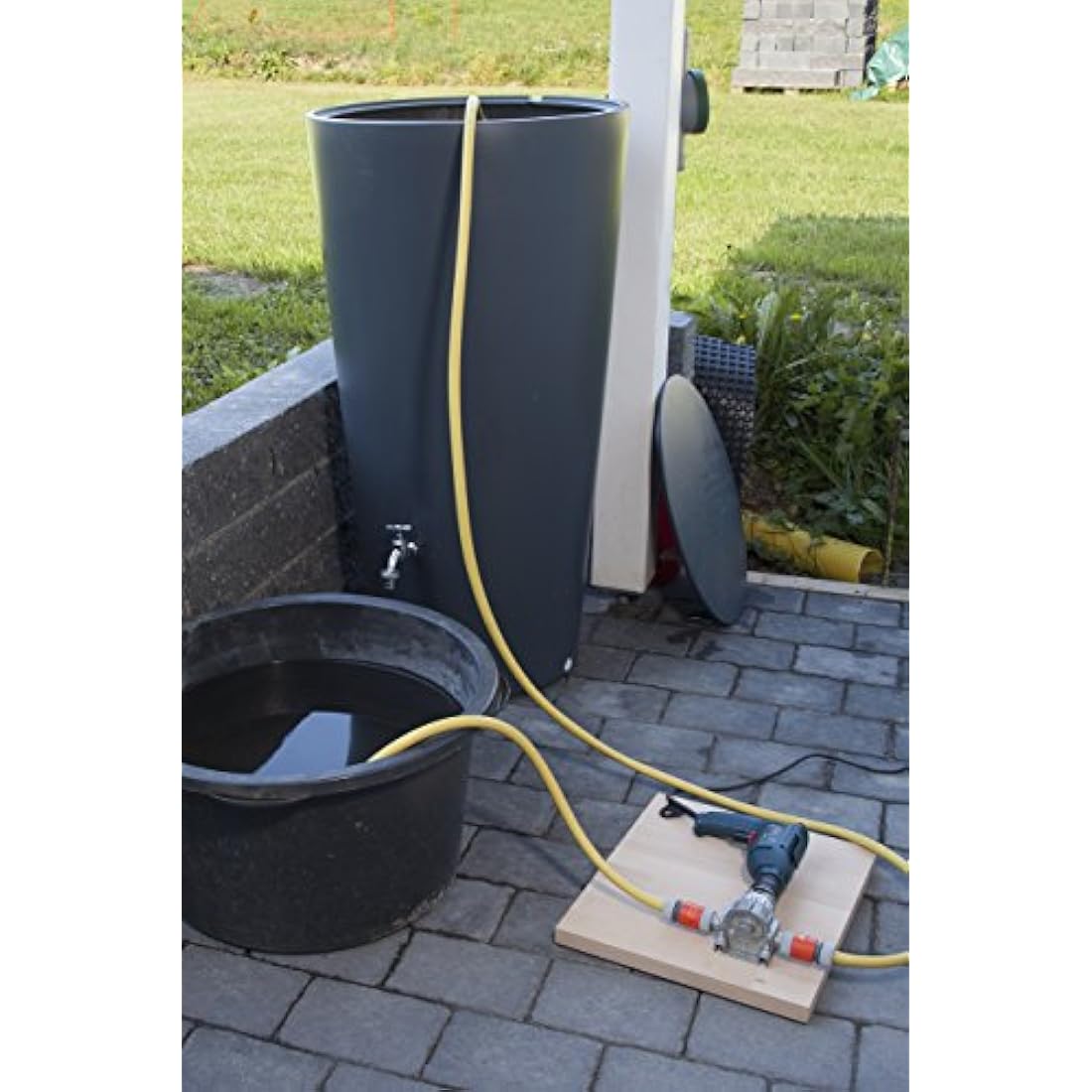 wolfcraft Pump with Metal Casing (3000 l/h) I 2200000 I for Pumping Liquids with a Power Drill