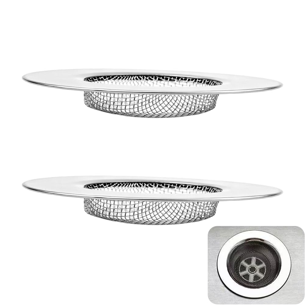 2 Pcs Kitchen Sink Strainer, Stainless Steel Sink Drain Strainer, 7.5 cm Drain Filter Strainer, Bathroom Sink Stopper, Hair Catcher, for Kitchen Sink