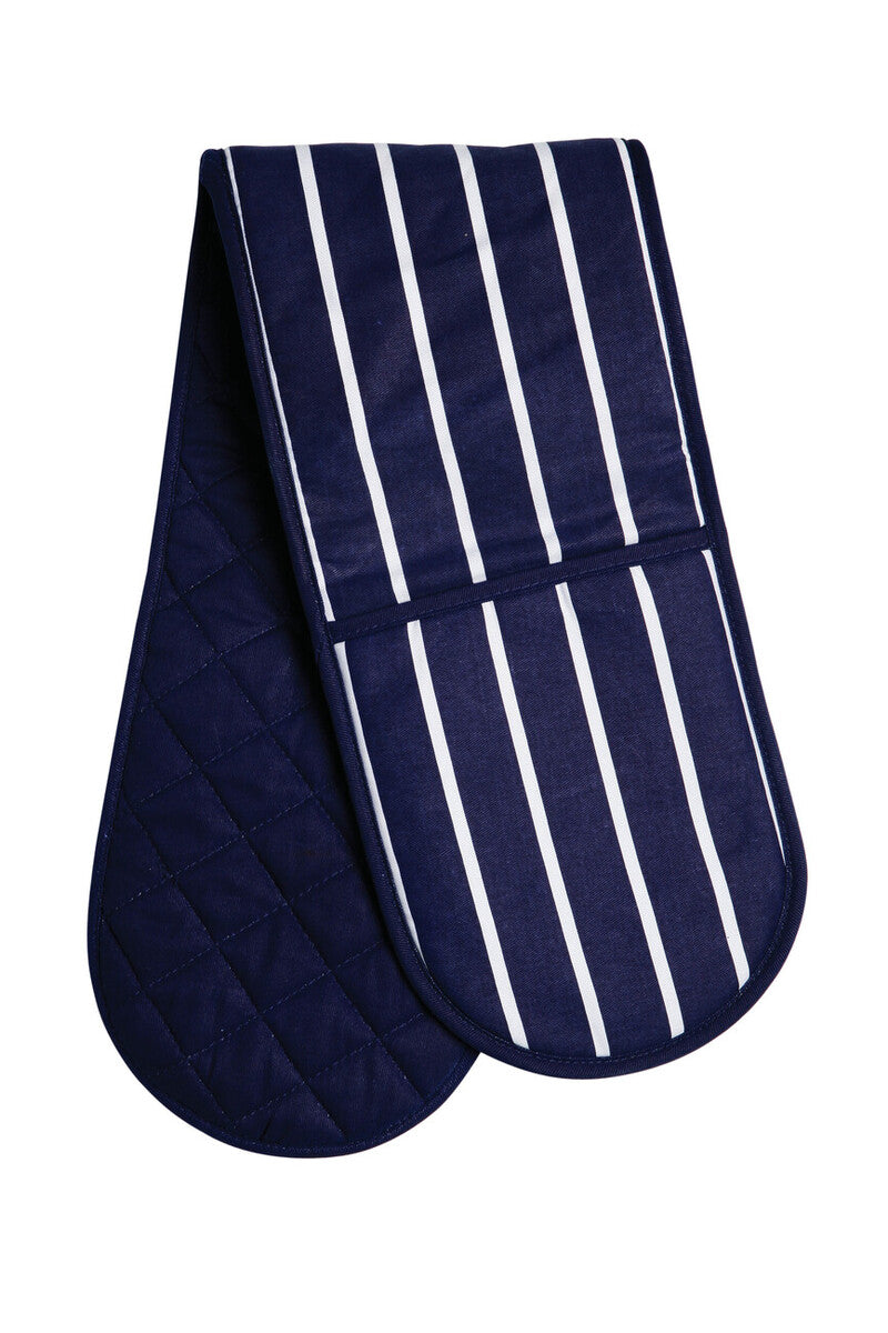 Navy Butcher Stripe Double Oven Glove