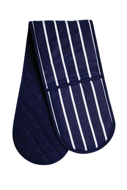 Navy Butcher Stripe Double Oven Glove