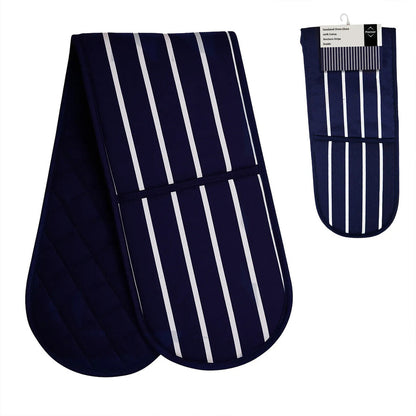Navy Butcher Stripe Double Oven Glove
