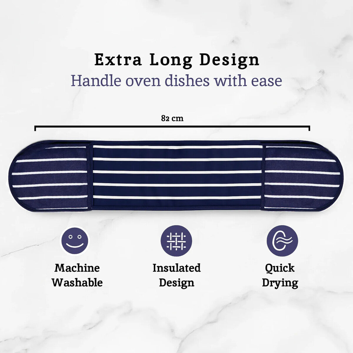 Navy Butcher Stripe Double Oven Glove