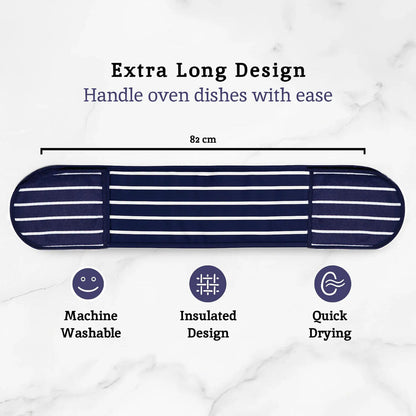 Navy Butcher Stripe Double Oven Glove