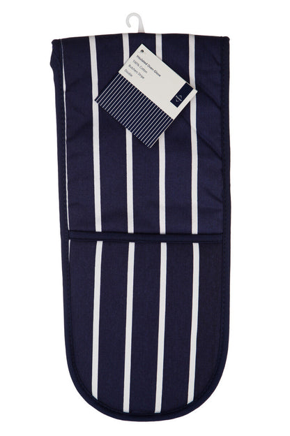 Navy Butcher Stripe Double Oven Glove