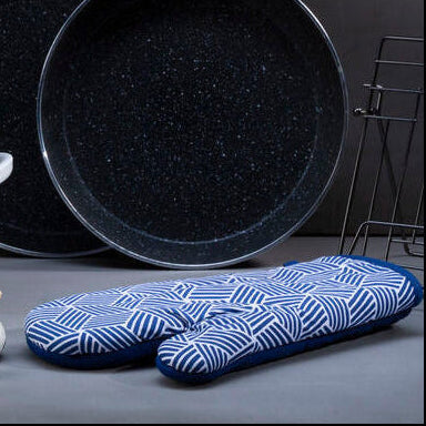 Modern Retro White Blue Single Oven Glove