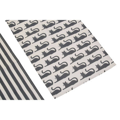 Set Of Three Black Cat Tea Towels