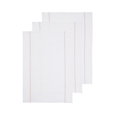 Doro Set Of 3 White and Almond Waffle Tea Towels