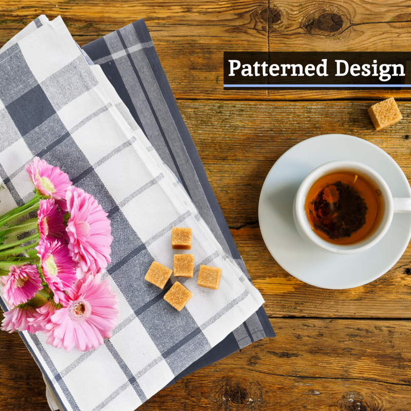 Doro Set Of Three Grey And White Tea Towels