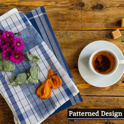 Doro Set Of Three Blue And White Tea Towels
