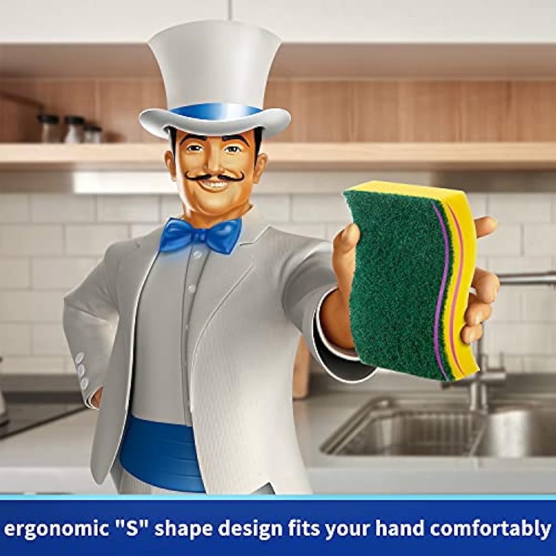 MR.SIGA Heavy Duty Scrub Sponge - Pack of 24, Size:11 x 7 x 3cm