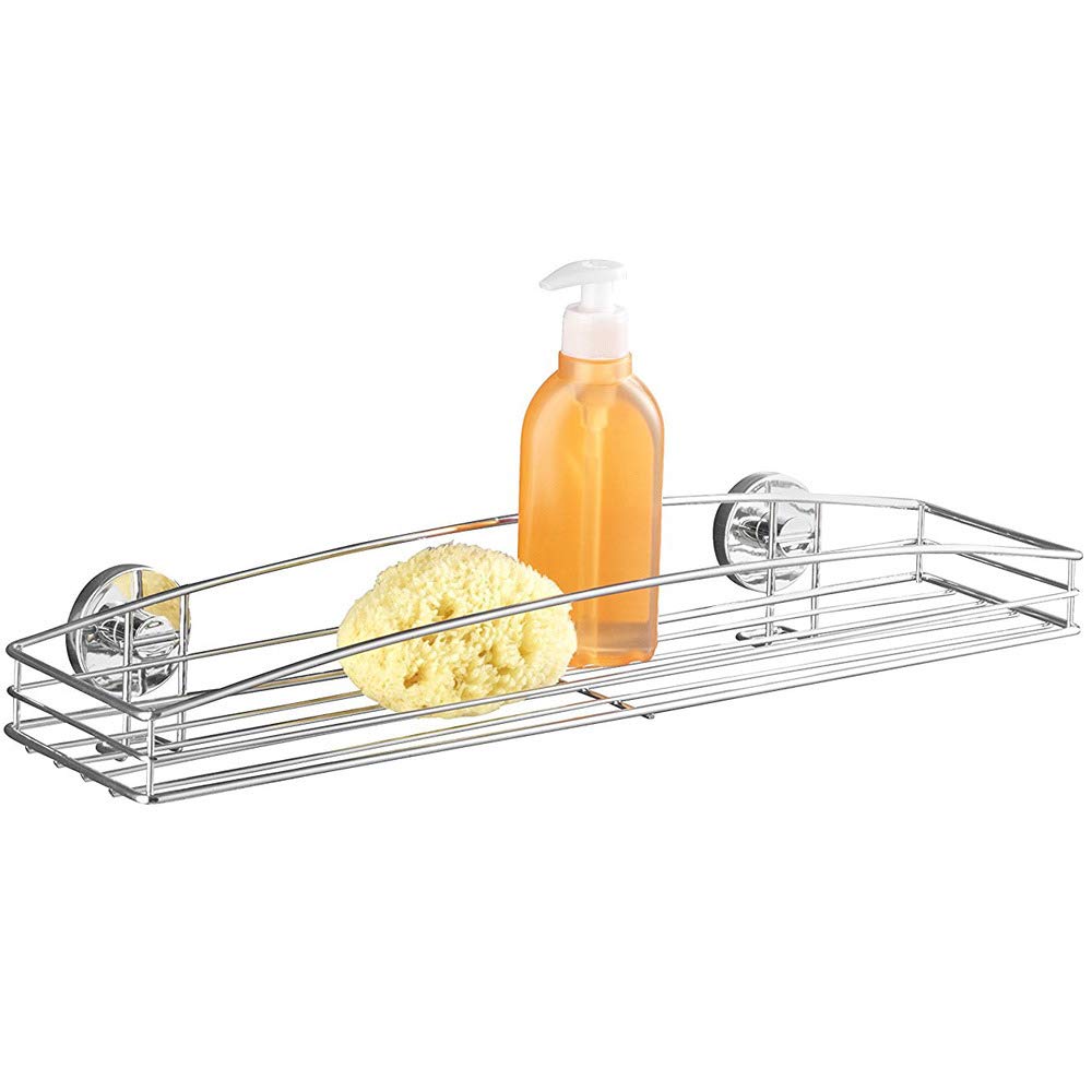 WENKO 20884100 Vacuum-Loc wall shelf Maxi Milazzo - fixing without drilling, Metal - Steel, 52 x 9 x 15 cm, Chrome