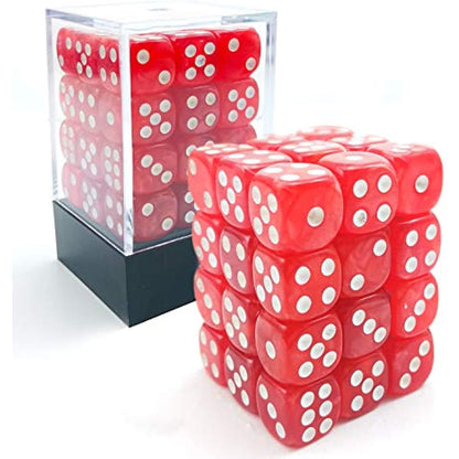 Bescon 12mm 6 Sided Dice 36 in Brick Box, 12mm Six Sided Die (36) Block of Dice, Marble Red