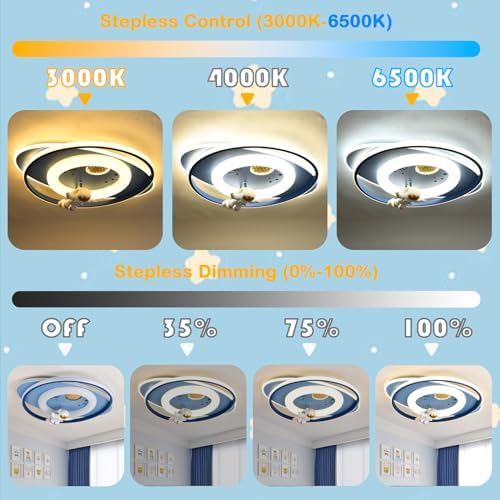 GHiycotdl LED Astronaut Ceiling Light, 58CM Dimmable with Remote Control for Kids Room, Living Room, Kindergarten