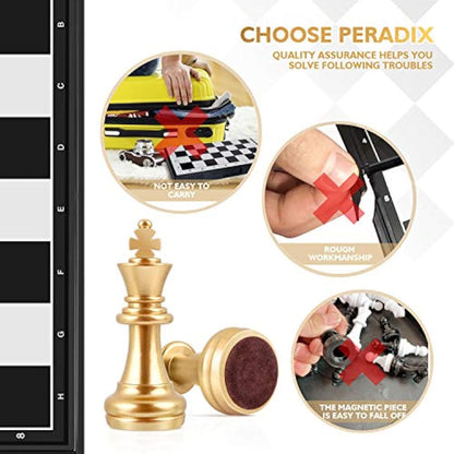Peradix Travel Chess Board Set - Magnetic Chess Pieces, Portable/Foldable Board, Educational Toys for Kids/Adults, Traditional Game Gift, 2 Players, Ages 7+