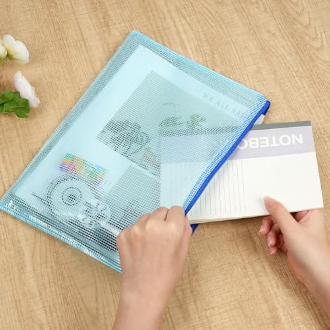 Vicloon Plastic Wallets, 20Pcs A6 Zip Lock Bags Mesh Document Wallet Document Folders Plastic Pockets Zipper File Wallet for School Office Homework Travel Storage Bags (Multicolor)