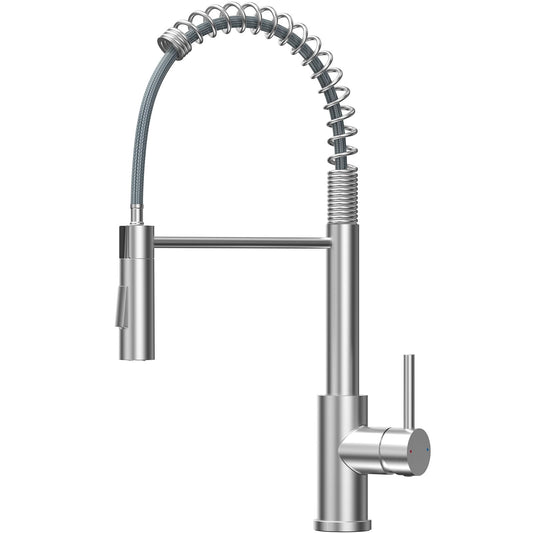 DERW Kitchen Tap with Pull-Out Sprayer, Kitchen Sink Tap with 2 Modes Spray, 360? Swivel Spout, Spring Design for Flexible Reach, Anti-Limescale